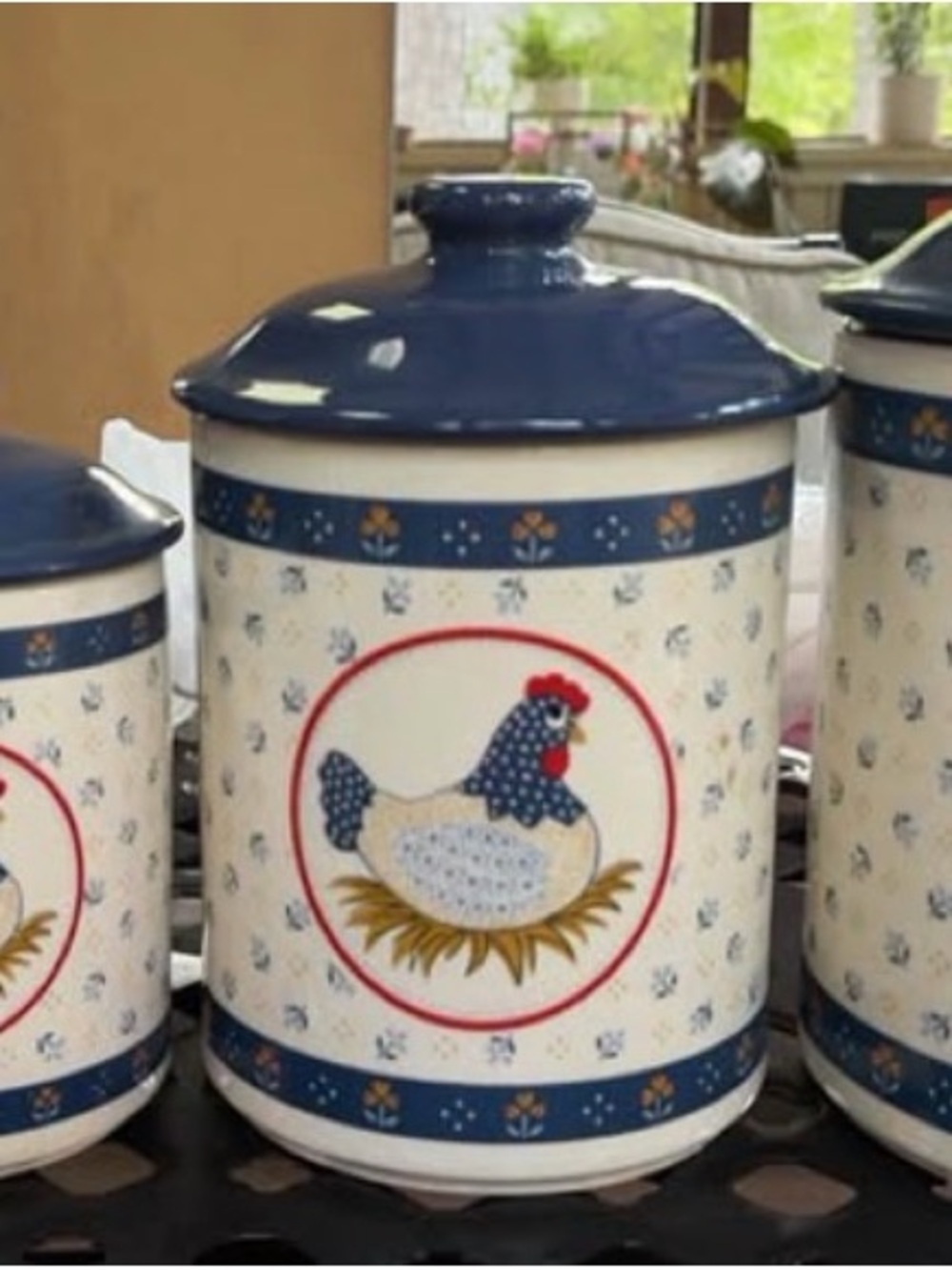 Vintage Country Hen Ceramic Canister Set of 4